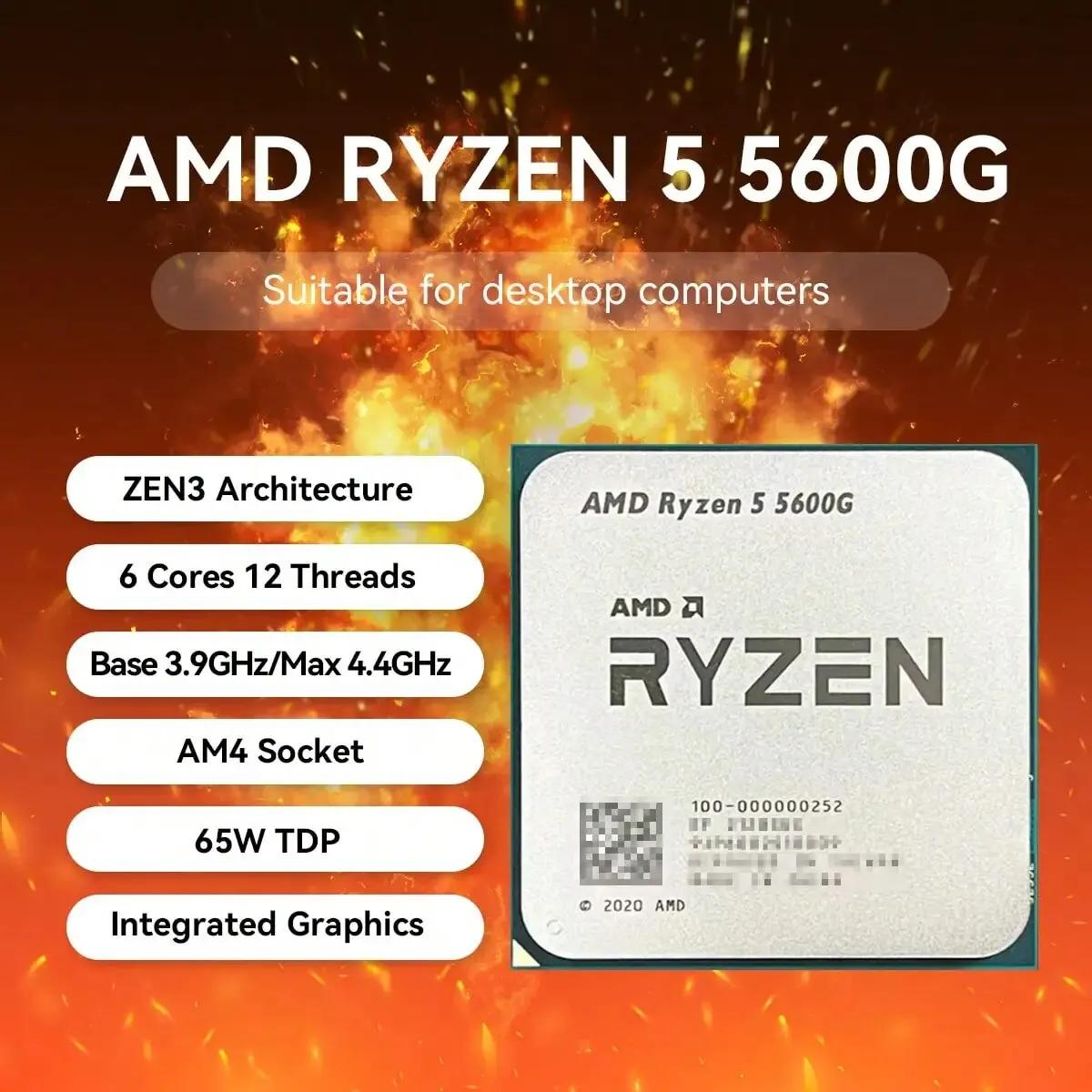 AMD Ryzen 5 5600G 3.9 GHz ̽ Ŭ, 6 ھ 12  ũž μ CPU, AM4 , AMD Radeon ׷, ̿ ǻͿ